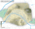 Administracinio Paryžiaus fizinis-hidrologinis žemėlapis