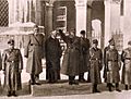 المفتش العام ليون روبنيك، المطران غريغوريج رومان، والجنرال إروين روزينر، يتفقدون قوات الحرس الوطني السلوفيني، بعد قسم الولاء الثاني، 30 يناير 1945.