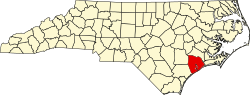 map of North Carolina highlighting Onslow County