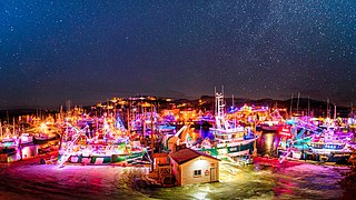 Port de Grave Christmas Boat Lighting by Ting ting Chen