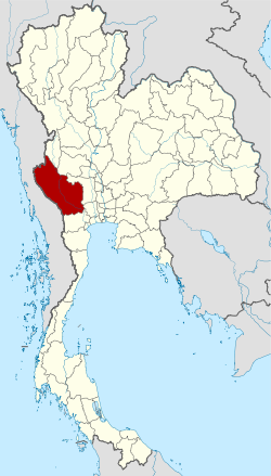 แผนที่ประเทศไทย จังหวัดกาญจนบุรีเน้นสีแดง