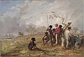 Томас Бейнс с аборигенами рядом с устьем Виктории, Северная территория, 1857: масло на холсте; 45 x 65,5 см. Национальная библиотека Австралии.