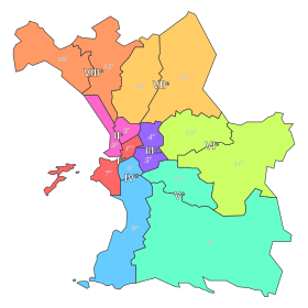 Localisation de Secteurs et arrondissements de Marseille