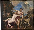 Venus y Adonis es un óleo realizado en 1554 por el pintor italiano Tiziano. Sus dimensiones son de 186 × 207 cm. Se expone en el Museo del Prado, Madrid. Por Tiziano.