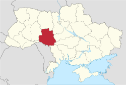Vinnytsjan alueen sijainti Ukrainan kartalla.