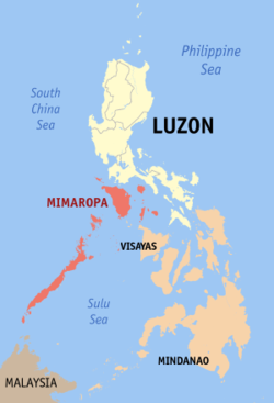 Mapa ng Pilipinas na nagpapakita ng kinaroroonan ng Rehiyon IV-B