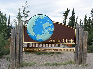 అలాస్కాలో ఆర్కిటిక్ వలయం (Arctic Circle - ఆర్కిటిక్ సర్కిల్) సూచిక