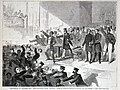 This illustration, published in Harper's Weekly. in 1860, depicts the "Expulsion of Negroes and abolitionists" from the temple