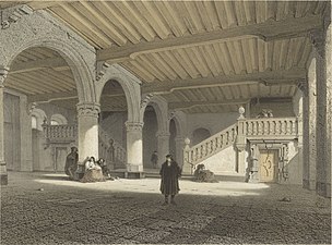 Interieur op een litho uit 1852