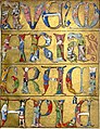 Kalimat awal doa Salam Maria ditulis dengan huruf-huruf beriwayat dalam Heures de Charles d'Angoulême