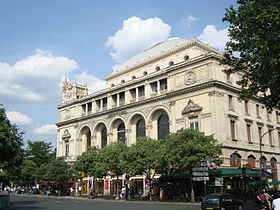 The Théâtre de la Ville, one of two matching theaters, designed by Gabriel Davioud, which Haussmann had constructed at the Place du Chatelet, the meeting point of his north-south and east-west boulevards.