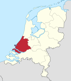 Местоположба на покраината Јужна Холандија во Холандија