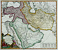 نقشهٔ سال ۱۷۵۳ بخش‌هایی که با رنگ زرد معلوم شده محدودهٔ ایران را نمایش می‌دهد.
