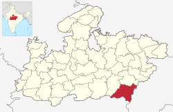 मध्यप्रदेश राज्यस्य मानचित्रे बालाघाटमण्डलम्