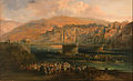 Vista de la ciudad aragonesa de Fraga, obra del pintor romántico español Jenaro Pérez Villaamil. En ella aparece su puente colgante, construido en 1847. Realizada hacia 1850, se expone en el Museo del Romanticismo de Madrid. Por Jenaro Pérez Villaamil.