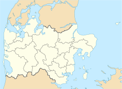 Mapa konturowa Jutlandii Środkowej, na dole znajduje się czarny trójkącik z opisem „Yding Skovhøj”