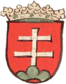Герб короля Венгрии Святого Стефана (970/975—1038). Из гербовника 1464 г.