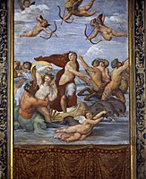 Ο Θρίαμβος της Γαλάτειας, 1512, το μόνο καθαρά μυθολογικό του έργο, για τη (Βίλα Φαρνεζίνα)