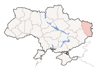 Луганская вобласць на карце