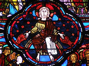 Детайл от прозореца на Апокалипсиса: катедрала Бурж, нач. на 13 век