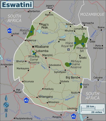 Universal map of Eswatini