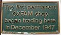 Plaque attached to aforementioned Oxfam shop