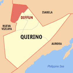 Mapa de Quirino con Diffun resaltado
