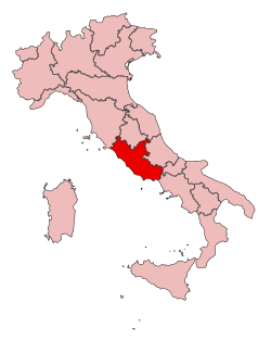 موقعیت ناحیه لاتزیو در نقشه