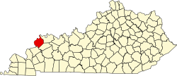 Karte von Union County innerhalb von Kentucky