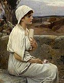 Lukisan yang menggambarkan Hipatia karya Alfred Seifert dari tahun 1901. Sebagai catatan, tidak ada gambar Hipatia dari zaman kuno, dan lukisan ini merupakan hasil imajinasi senimannya.