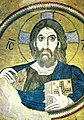 11th-century Christ Pantocrator with the halo in a cross form, used throughout the Middle Ages. Characteristically, he is portrayed as similar in features and skin tone to the culture of the artist.