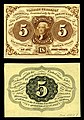 5 centes Fractional Currency államjegy az 1. sorozatból (1st Issue).