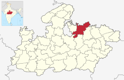 मध्यप्रदेश राज्यस्य मानचित्रे छतरपुरमण्डलम्