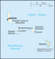 Karte de li isles de Komoros, e Mayotte