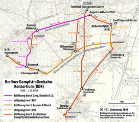 Streckennetz des Berliner Dampfstraßenbahn-Konsortiums