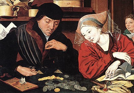Marinus van Reymerswaele, Le Changeur et sa femme (1re moitié du XVIe siècle).