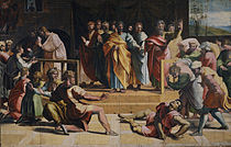 Death of Ananias label QS:Len,"Death of Ananias" label QS:Lpl,"Śmierć Ananiasza" 1515.
