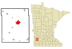 Location of the city of Marshall within Lyon County in the state of Minnesota