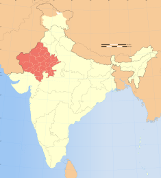 Map indicating the location of Rajasthan