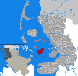 Läget för kommunen Pellworm i Kreis Nordfriesland