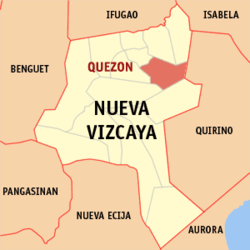 Mapa de Nueva Vizcaya con Quezon resaltado