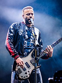 Wolstenholme performing with Muse in 2018
