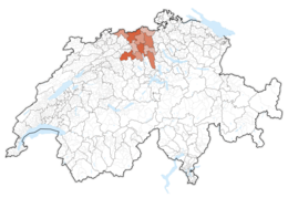 Lage des Kantons Aargau in der Schweiz