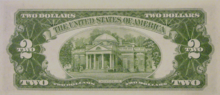 Reversní strana 5dolarové bankovky z roku 1934