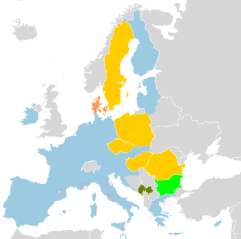 Carte sur L'union économique et monétaire (UEM) de l'Union européenne.