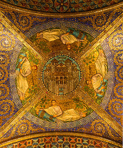 Mosaico neo-bizantino da abside da Catedral de Aquisgrano, Alemanha, representando "de Civitate Dei" (a cidade de Deus). (definição 2 760 × 3 150)