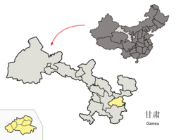 Location of Tianshui City jurisdiction in Gansu