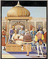 Akbar receives an embassy sent by Queen Elizabeth