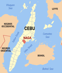 Mapa sa Sugbo nga nagpakita sa nahimutangan sa Naga