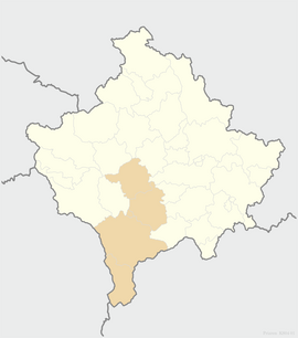 Prizren ili sınırlarının Kosova'daki konumu